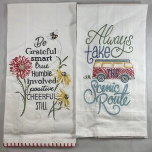 Kay Dee Designs Embroidered Tea Towel Bundle Bee Wildflowers VW Bus Scenic Route